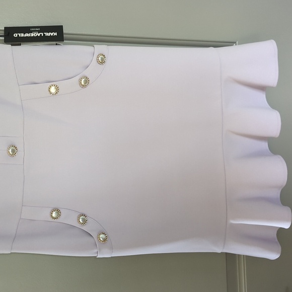 Karl Lagerfeld PARIS Button Accent Scuba Crepe Sheath Dress size 10 - Picture 5 of 8